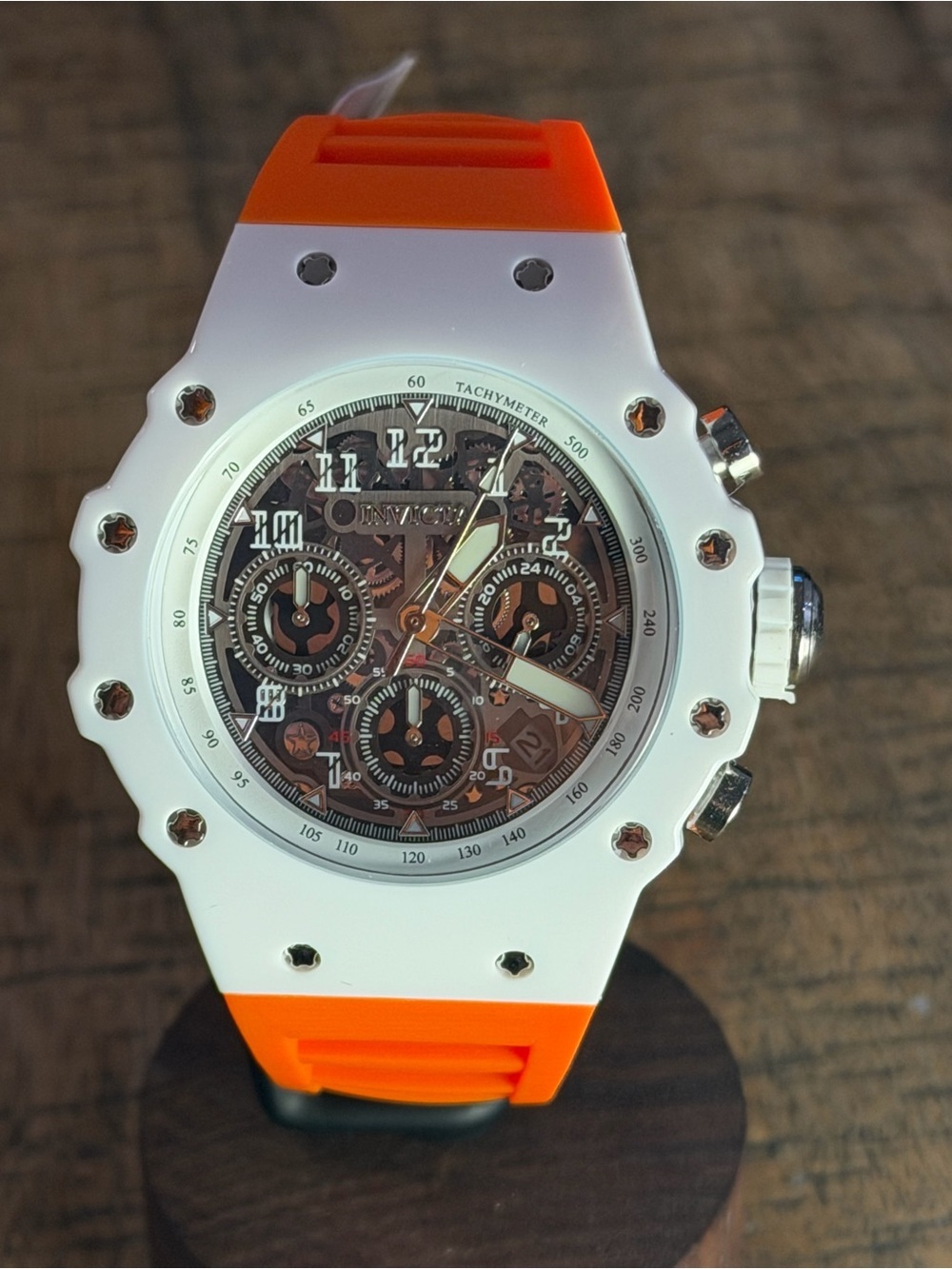 NEW Invicta Vaulthon Bold White & Orange Chronograph Watch 44mm + Original Box